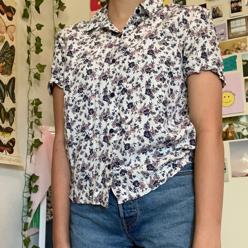 vans button up floral shirt